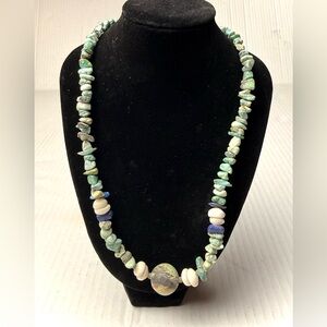 Vintage Natural Turquoise Lapis Lazuli Agate Nugget‎ Necklace Native American